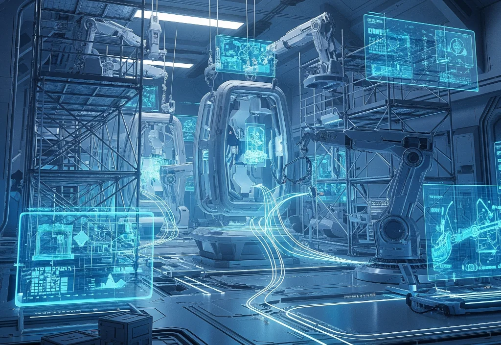A stylized image of construction or development for a harmonious future.